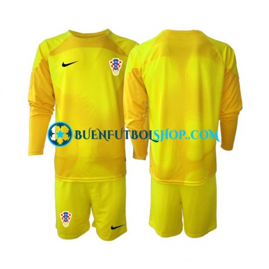 Camiseta de Fútbol Croacia Portero World Cup 2022 Primera Equipación Manga Larga Niño