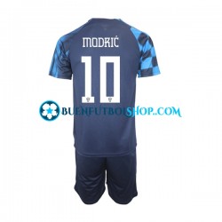 Camiseta de Fútbol Croacia Modric 10 World Cup 2022 Segunda Equipación Manga Corta Niño