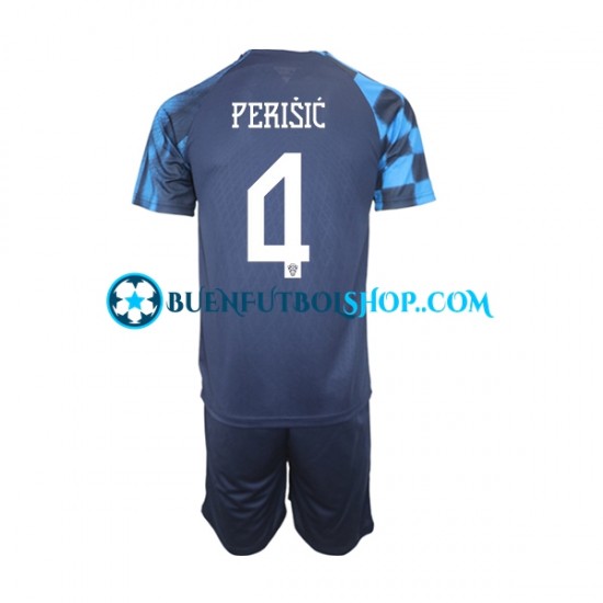 Camiseta de Fútbol Croacia Perisic 4 World Cup 2022 Segunda Equipación Manga Corta Niño