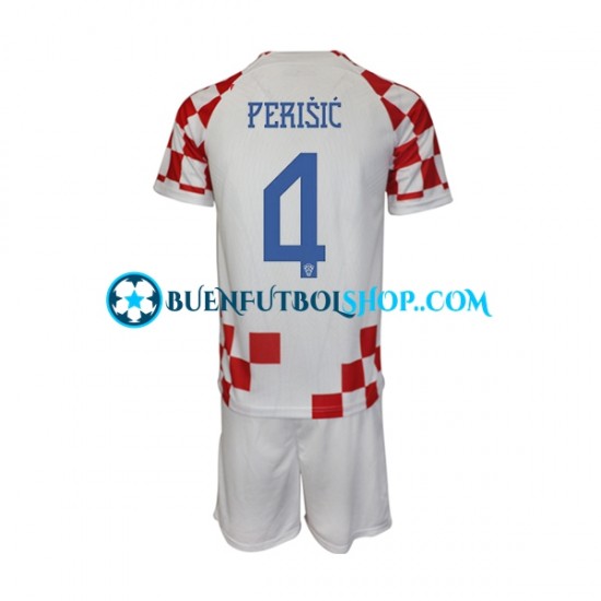 Camiseta de Fútbol Croacia Perisic 4 World Cup 2022 Primera Equipación Manga Corta Niño