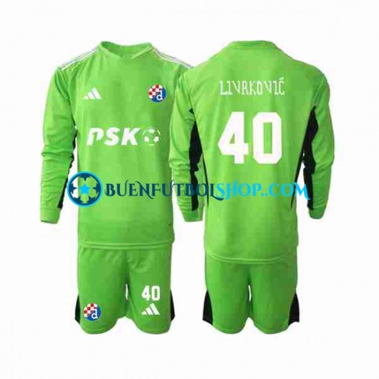 Camiseta de Fútbol Dinamo Zagreb Portero Livakovic 40 2023-2024 Primera Equipación Manga Larga Niño