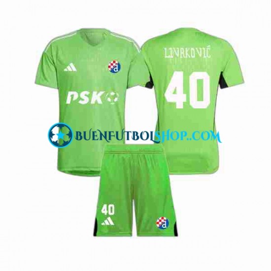 Camiseta de Fútbol Dinamo Zagreb Portero Livakovic 40 2023-2024 Primera Equipación Manga Corta Niño