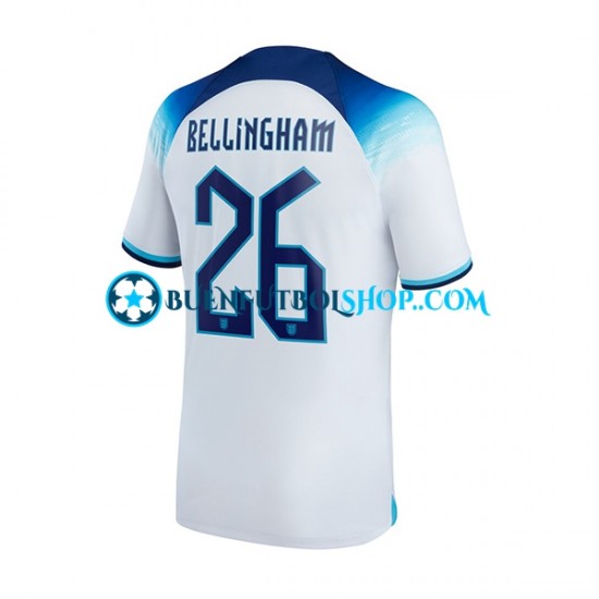 Camiseta de Fútbol Inglaterra Bellingham 26 World Cup 2022 Primera Equipación Manga Corta Hombre