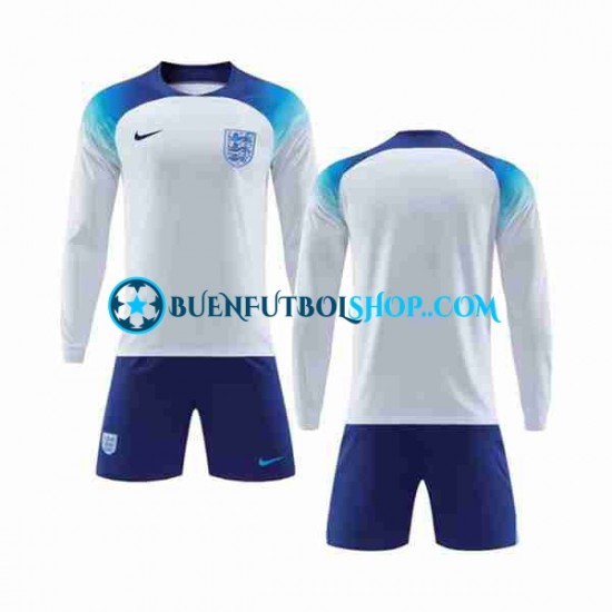 Camiseta de Fútbol Inglaterra World Cup 2022 Primera Equipación Manga Larga Niño