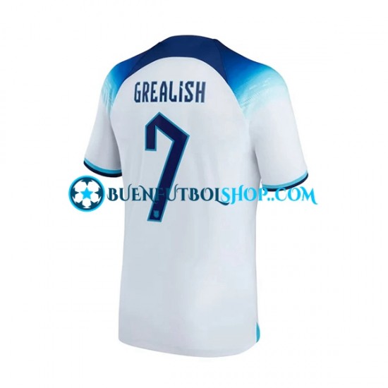 Camiseta de Fútbol Inglaterra Grealish 7 World Cup 2022 Primera Equipación Manga Corta Hombre