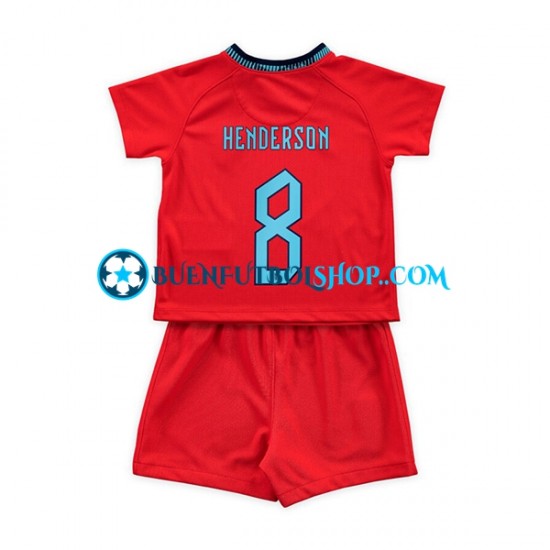 Camiseta de Fútbol Inglaterra Henderson 8 World Cup 2022 Segunda Equipación Manga Corta Niño