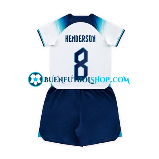 Camiseta de Fútbol Inglaterra Henderson 8 World Cup 2022 Primera Equipación Manga Corta Niño