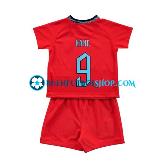 Camiseta de Fútbol Inglaterra Kane 9 World Cup 2022 Segunda Equipación Manga Corta Niño