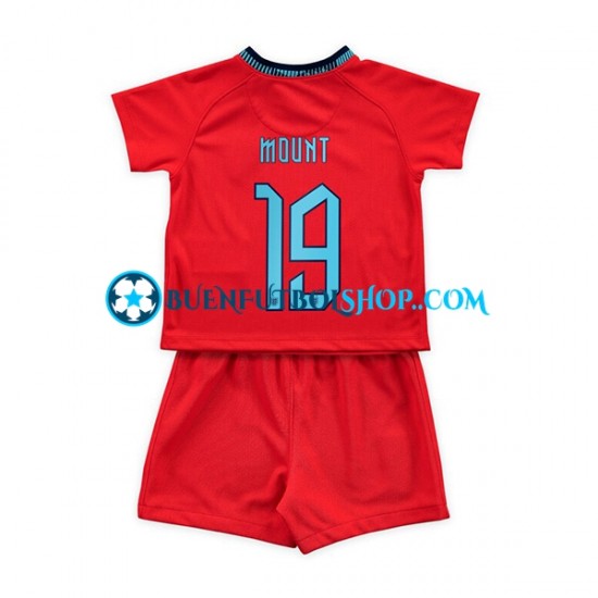 Camiseta de Fútbol Inglaterra Mount 19 World Cup 2022 Segunda Equipación Manga Corta Niño