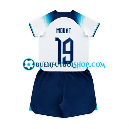 Camiseta de Fútbol Inglaterra Mount 19 World Cup 2022 Primera Equipación Manga Corta Niño