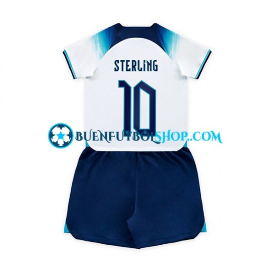 Camiseta de Fútbol Inglaterra Sterling 10 World Cup 2022 Primera Equipación Manga Corta Niño