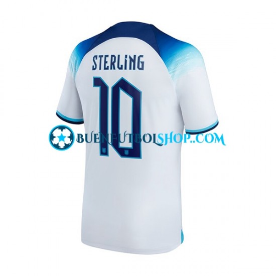 Camiseta de Fútbol Inglaterra Sterling 10 World Cup 2022 Primera Equipación Manga Corta Hombre