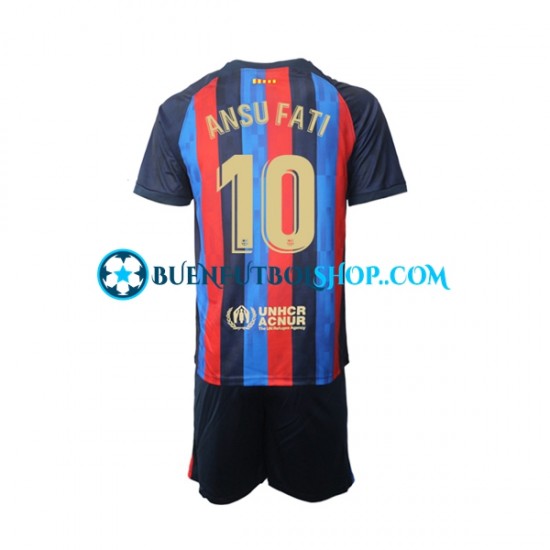 Camiseta de Fútbol FC Barcelona Ansu Fati 10 2022-2023 Primera Equipación Manga Corta Niño