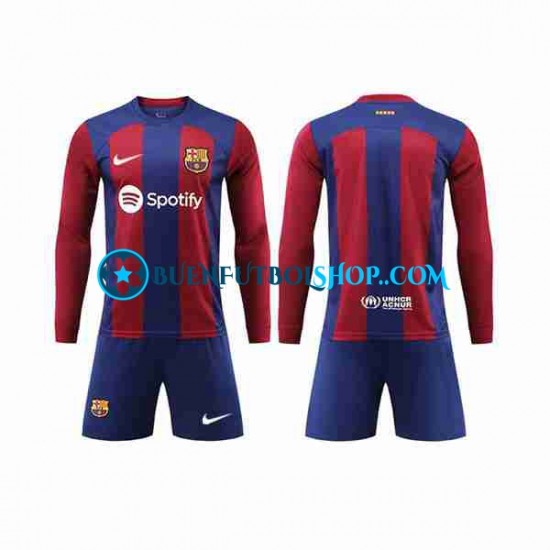 Camiseta de Fútbol FC Barcelona 2023-2024 Primera Equipación Manga Larga Niño