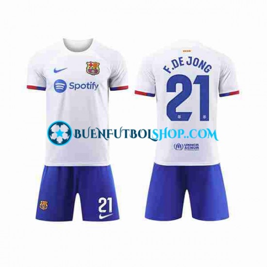 Camiseta de Fútbol FC Barcelona Frenkie de Jong 21 2023-2024 Segunda Equipación Manga Corta Niño