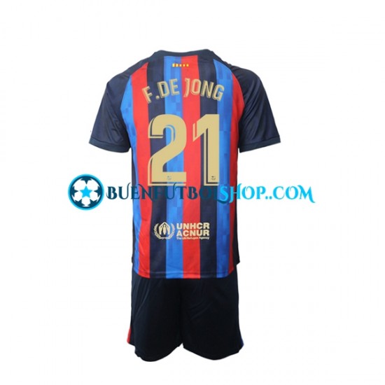 Camiseta de Fútbol FC Barcelona Frenkie de Jong 21 2022-2023 Primera Equipación Manga Corta Niño