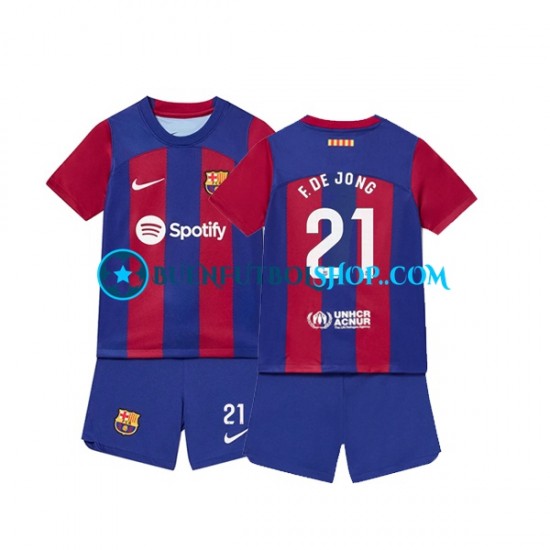 Camiseta de Fútbol FC Barcelona Frenkie de Jong 21 2023-2024 Primera Equipación Manga Corta Niño