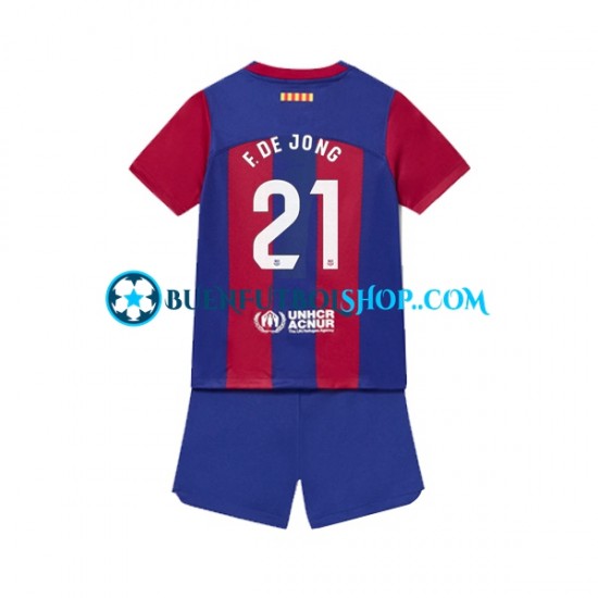 Camiseta de Fútbol FC Barcelona Frenkie de Jong 21 2023-2024 Primera Equipación Manga Corta Niño