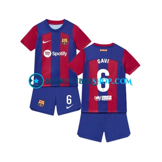 Camiseta de Fútbol FC Barcelona Gavi 6 2023-2024 Primera Equipación Manga Corta Niño