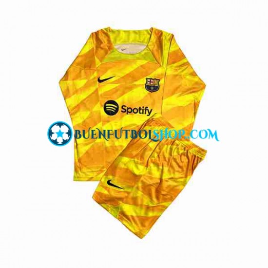 Camiseta de Fútbol FC Barcelona Portero Ter Stegen 1 2023-2024 Cuarta Equipación Manga Larga Niño