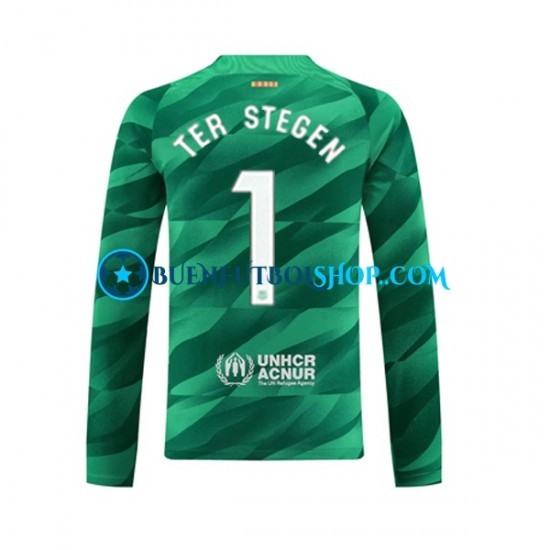 Camiseta de Fútbol FC Barcelona Portero Ter Stegen 1 2023-2024 Primera Equipación Manga Larga Hombre