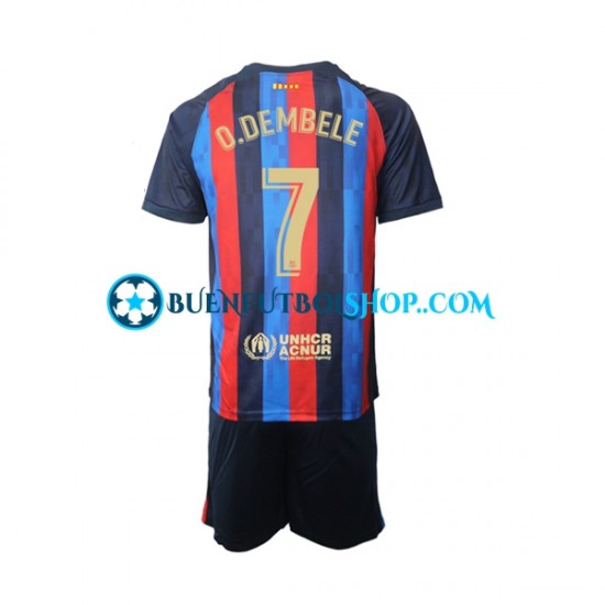 Camiseta de Fútbol FC Barcelona Ousmane Dembele 7 2022-2023 Primera Equipación Manga Corta Niño