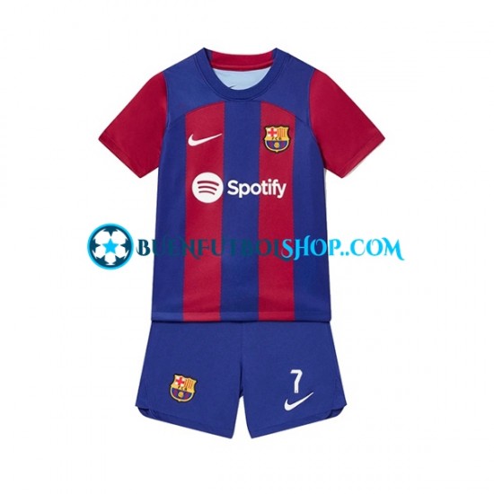 Camiseta de Fútbol FC Barcelona Ousmane Dembele 7 2023-2024 Primera Equipación Manga Corta Niño