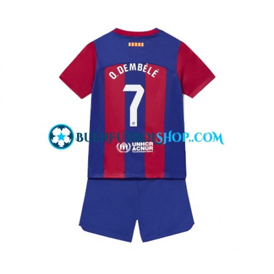 Camiseta de Fútbol FC Barcelona Ousmane Dembele 7 2023-2024 Primera Equipación Manga Corta Niño