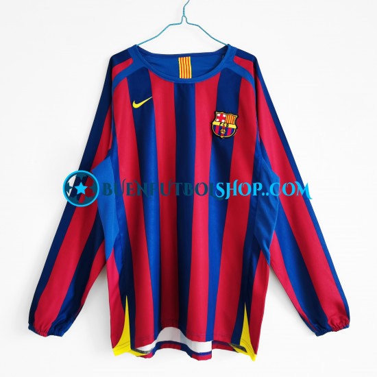 Camiseta de Fútbol FC Barcelona Retro 2005-2006 Primera Equipación Manga Larga Hombre