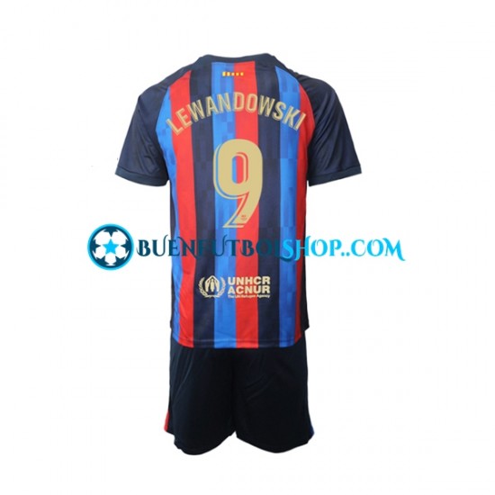 Camiseta de Fútbol FC Barcelona Robert Lewandowski 9 2022-2023 Primera Equipación Manga Corta Niño