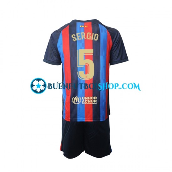 Camiseta de Fútbol FC Barcelona Sergio Busquets 5 2022-2023 Primera Equipación Manga Corta Niño