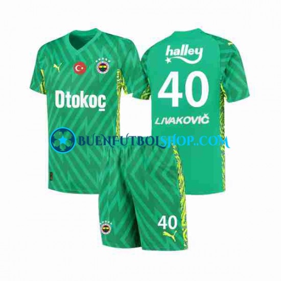 Camiseta de Fútbol Portero Fenerbahce Livakovic 40 2023-2024 Primera Equipación Manga Corta Niño