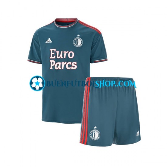 Camiseta de Fútbol Feyenoord Rotterdam 2022-2023 Segunda Equipación Manga Corta Niño