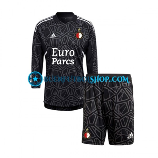 Camiseta de Fútbol Feyenoord Rotterdam Portero 2022-2023 Cuarta Equipación Manga Larga Niño