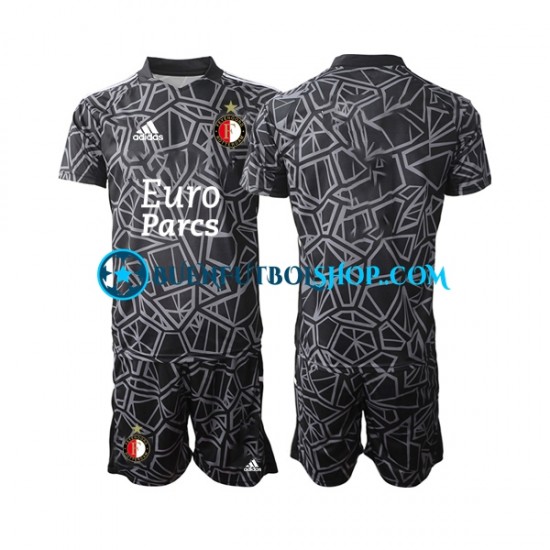 Camiseta de Fútbol Feyenoord Rotterdam Portero 2022-2023 Cuarta Equipación Manga Corta Niño