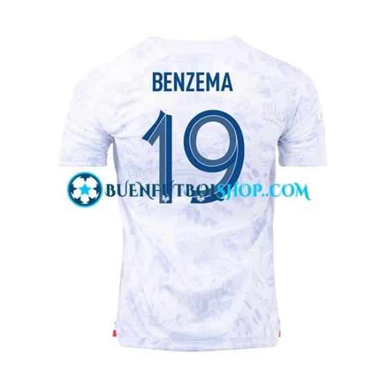 Camiseta de Fútbol Francia Benzema 19 World Cup 2022 Segunda Equipación Manga Corta Hombre