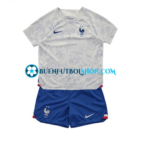 Camiseta de Fútbol Francia World Cup 2022 Segunda Equipación Manga Corta Niño