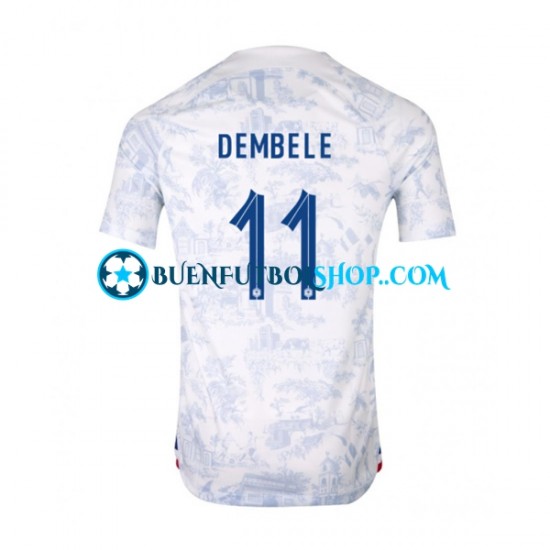 Camiseta de Fútbol Francia Dembele 11 World Cup 2022 Segunda Equipación Manga Corta Hombre