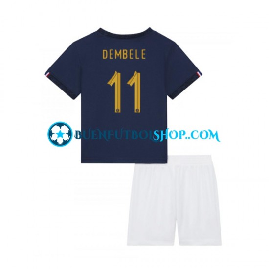 Camiseta de Fútbol Francia Dembele 11 World Cup 2022 Primera Equipación Manga Corta Niño