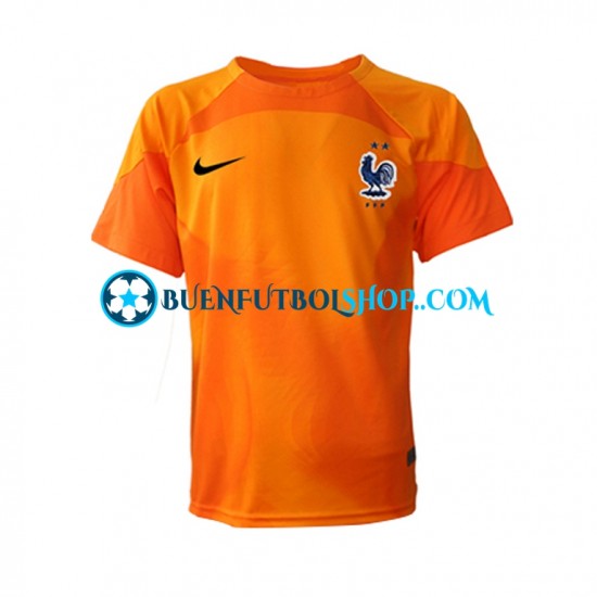 Camiseta de Fútbol Francia Portero World Cup 2022 Segunda Equipación Manga Corta Hombre