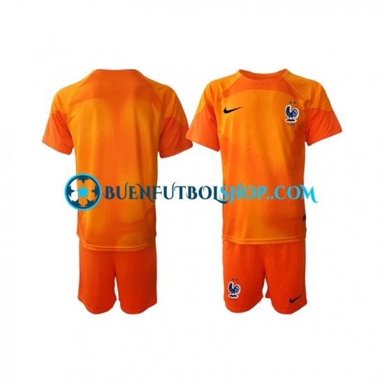 Camiseta de Fútbol Francia Portero World Cup 2022 Segunda Equipación Manga Corta Niño