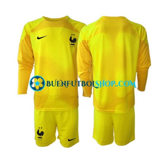 Camiseta de Fútbol Francia Portero World Cup 2022 Tercera Equipación Manga Larga Niño