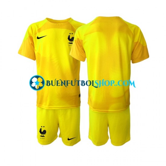 Camiseta de Fútbol Francia Portero World Cup 2022 Tercera Equipación Manga Corta Niño