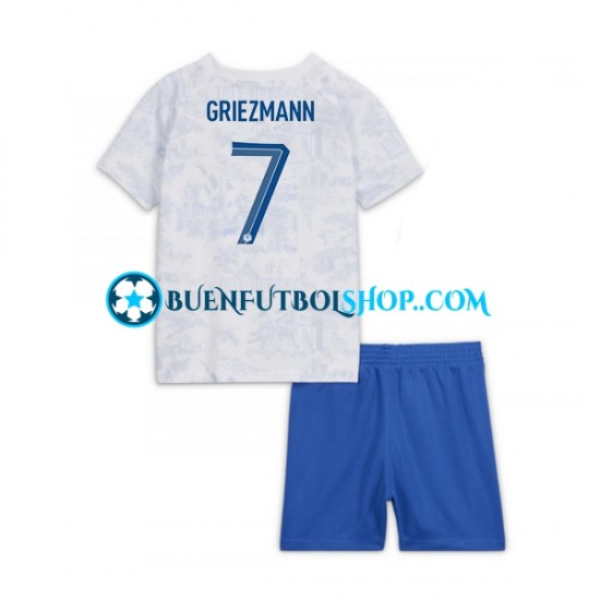 Camiseta de Fútbol Francia Griezmann 7 World Cup 2022 Segunda Equipación Manga Corta Niño