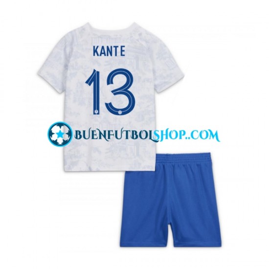 Camiseta de Fútbol Francia Kante 13 World Cup 2022 Segunda Equipación Manga Corta Niño