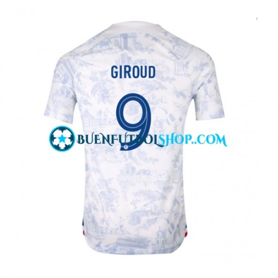 Camiseta de Fútbol Francia Olivier Giroud 9 World Cup 2022 Segunda Equipación Manga Corta Hombre