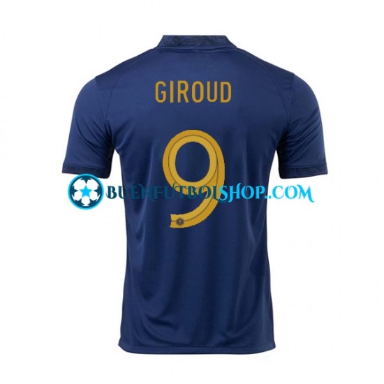 Camiseta de Fútbol Francia Olivier Giroud 9 World Cup 2022 Primera Equipación Manga Corta Hombre