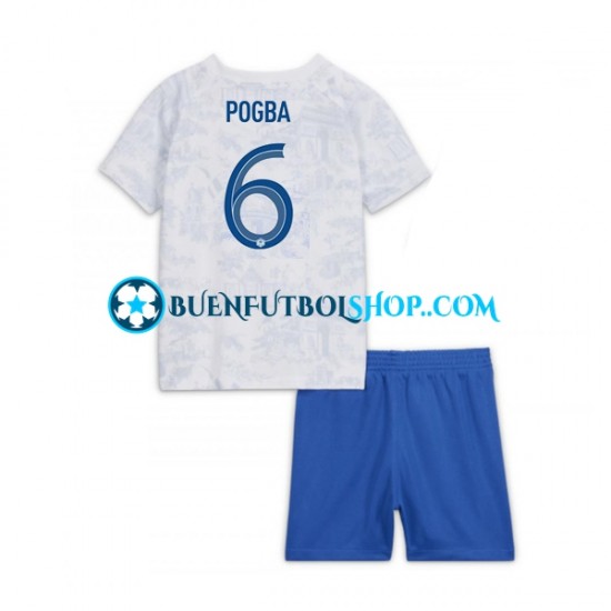 Camiseta de Fútbol Francia Pogba 6 World Cup 2022 Segunda Equipación Manga Corta Niño