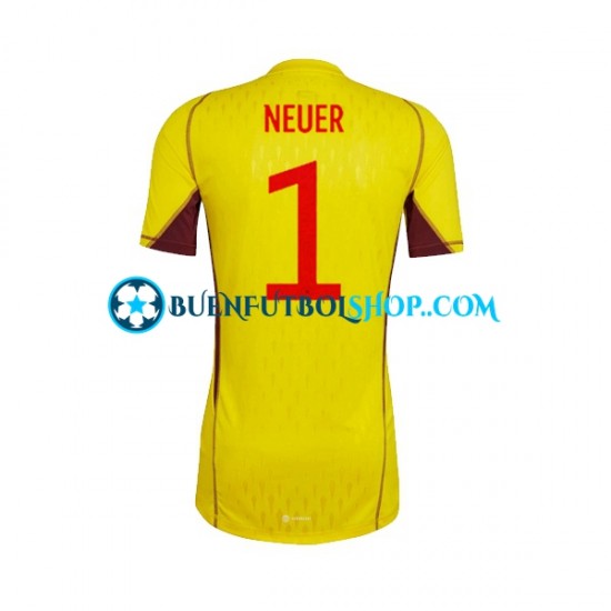 Camiseta de Fútbol Alemania Portero Manuel Neuer 1 World Cup 2022 Segunda Equipación Manga Corta Hombre