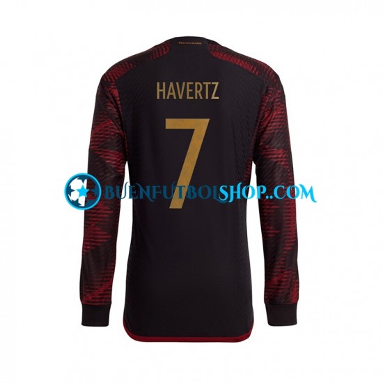 Camiseta de Fútbol Alemania Havertz 7 World Cup 2022 Segunda Equipación Manga Larga Hombre